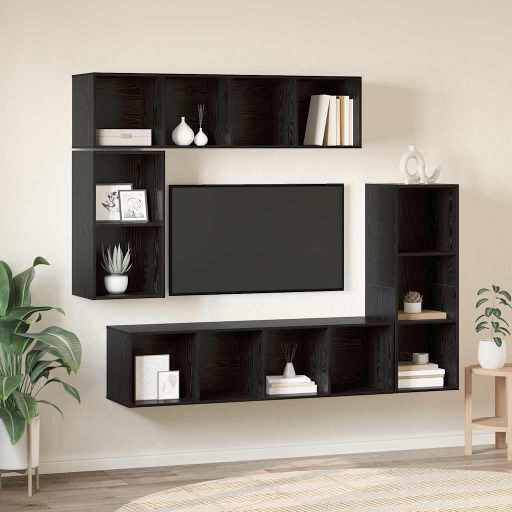 vidaXL Σετ επίπλου τηλεόρασης 4 pcs Μαύρη δρυς 37 x 37 x 142.5 εκ