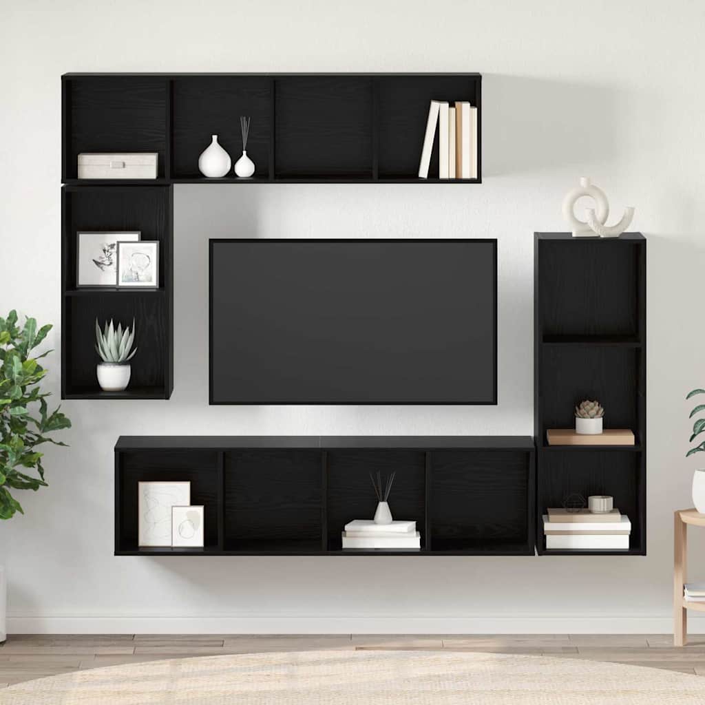 vidaXL Σετ επίπλου τηλεόρασης 4 pcs Μαύρη δρυς 37 x 37 x 142.5 εκ