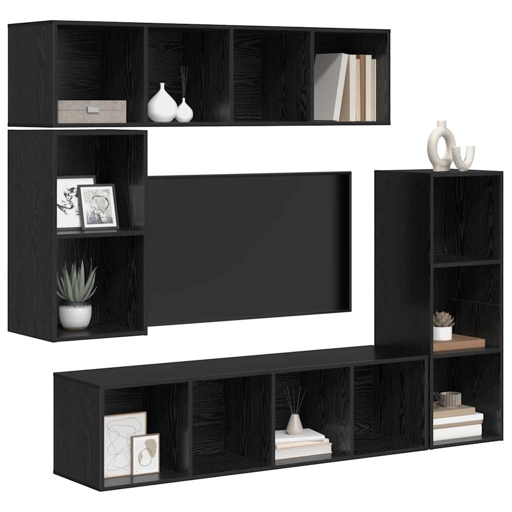 vidaXL Σετ επίπλου τηλεόρασης 4 pcs Μαύρη δρυς 37 x 37 x 142.5 εκ