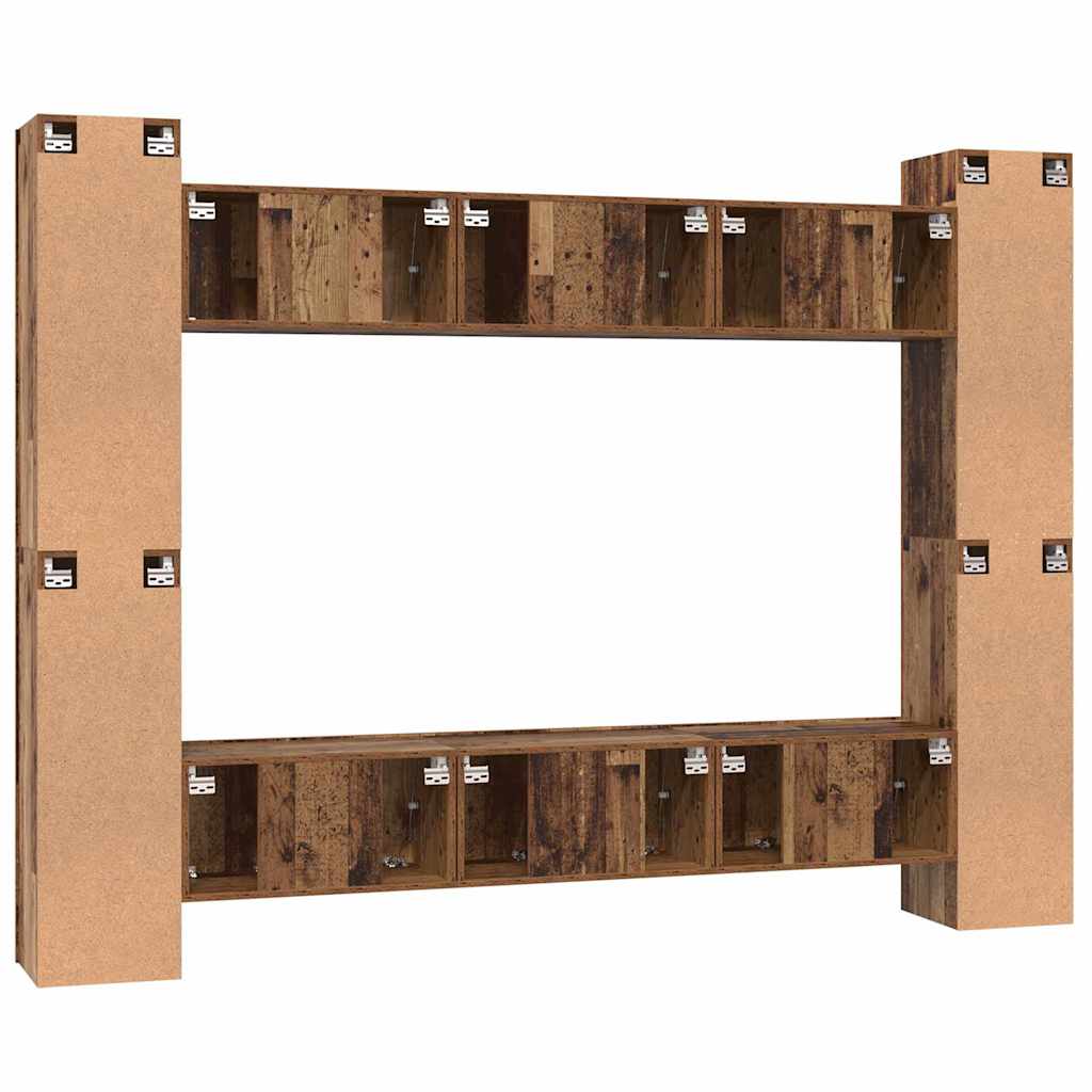 vidaXL Σετ επίπλου τηλεόρασης 10 pcs Παλαιό ξύλο 30.5 x 30 x 90 cm