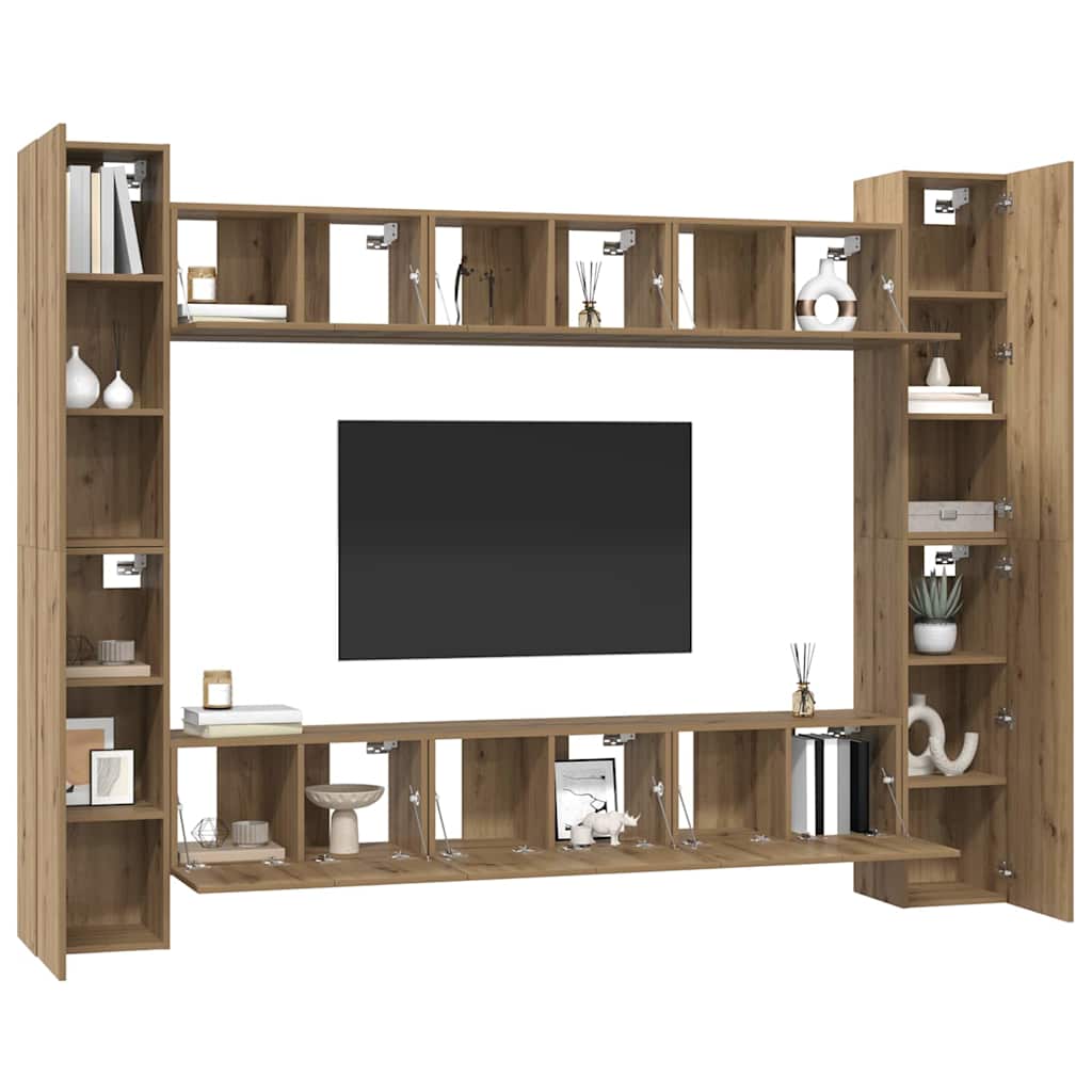 vidaXL Σετ επίπλου τηλεόρασης 10 pcs artisan δρυς 30.5 x 30 x 90 cm