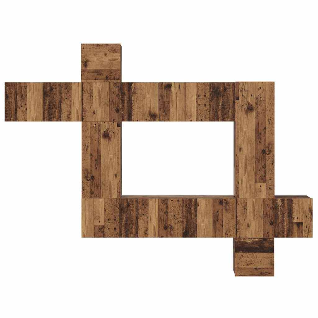 vidaXL Σετ επίπλου τηλεόρασης 10 pcs Παλαιό ξύλο 30.5 x 30 x 90 cm
