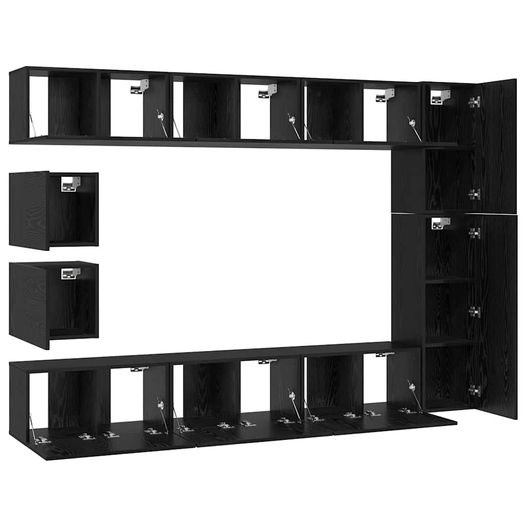 vidaXL Σετ επίπλου τηλεόρασης 10 pcs Μαύρη δρυς Επεξεργασμένο ξύλο