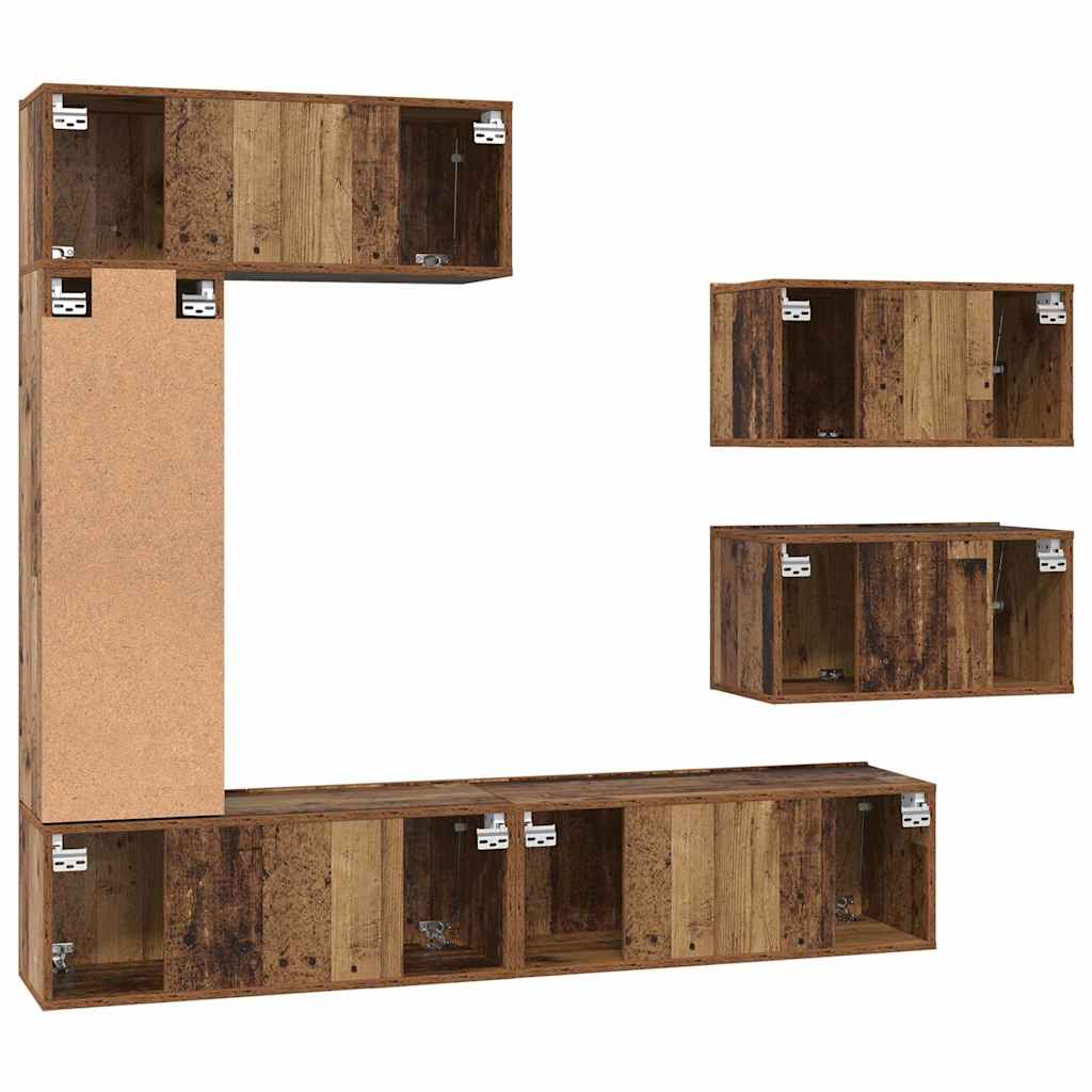vidaXL Σετ επίπλου τηλεόρασης 6 pcs Παλαιό ξύλο 30.5 x 30 x 90 cm
