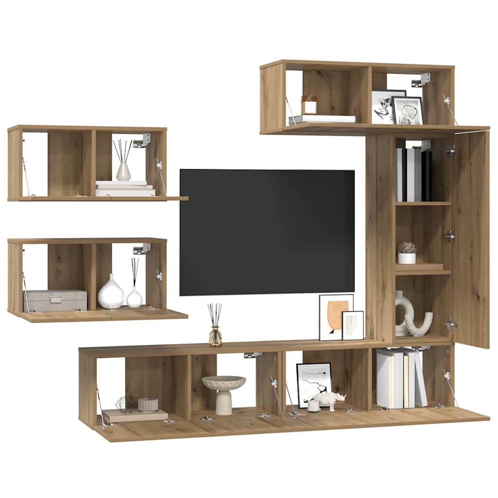 vidaXL Σετ επίπλου τηλεόρασης 6 pcs artisan δρυς 30.5 x 30 x 90 cm