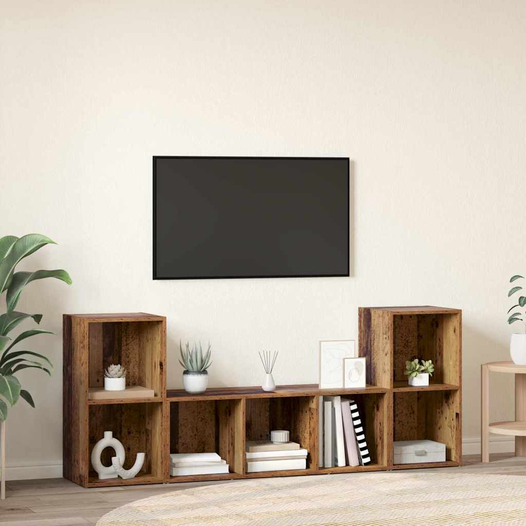 vidaXL Ντουλάπι TV 3 pcs Καφέ 107 x 35 x 37 cm Επεξεργασμένο ξύλο