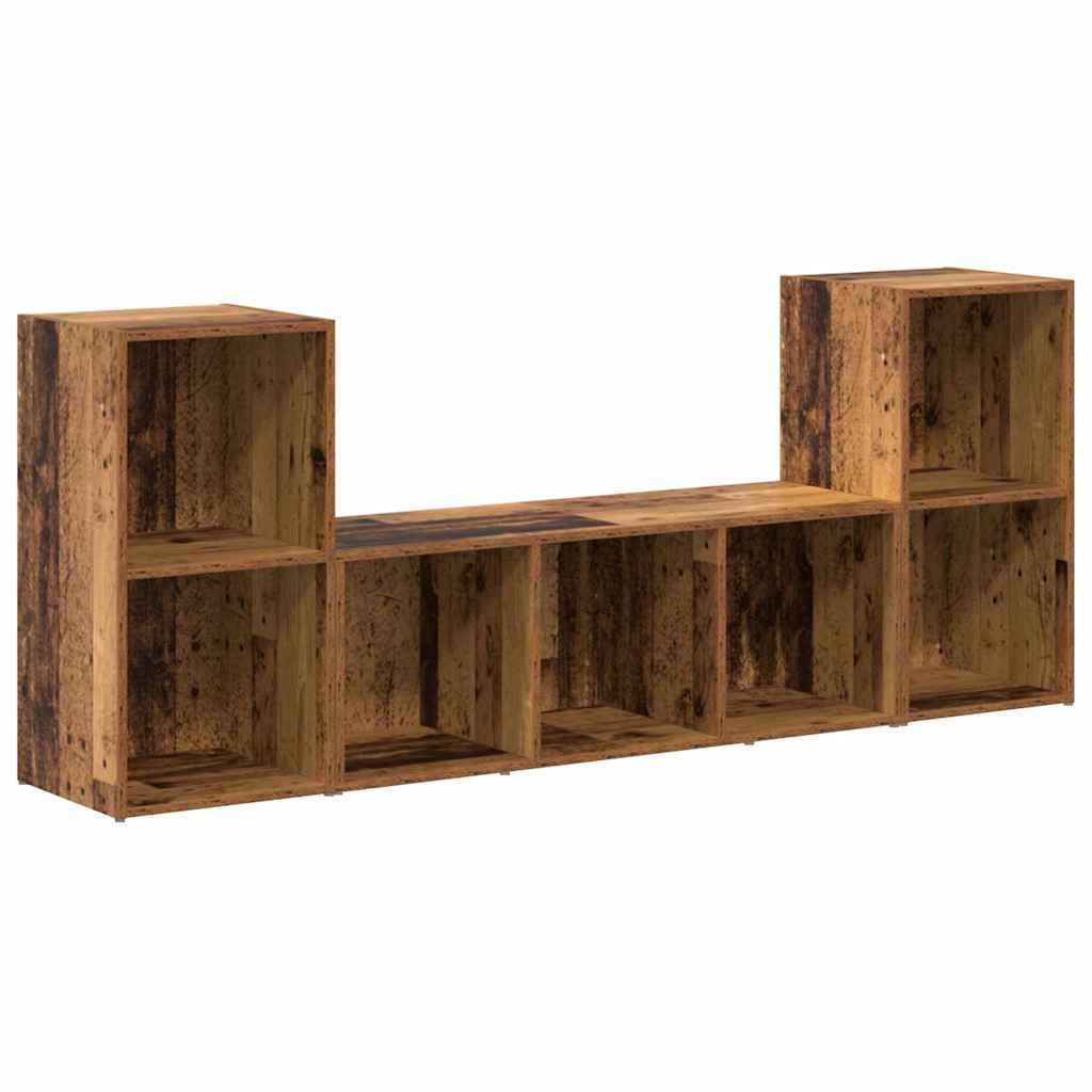 vidaXL Ντουλάπι TV 3 pcs Καφέ 107 x 35 x 37 cm Επεξεργασμένο ξύλο