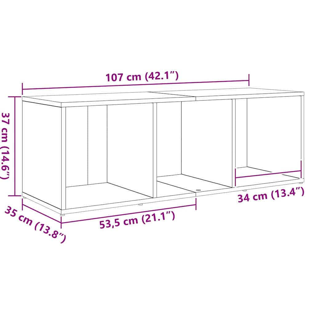 vidaXL Ντουλάπι TV 3 pcs Καφέ 107 x 35 x 37 cm Επεξεργασμένο ξύλο