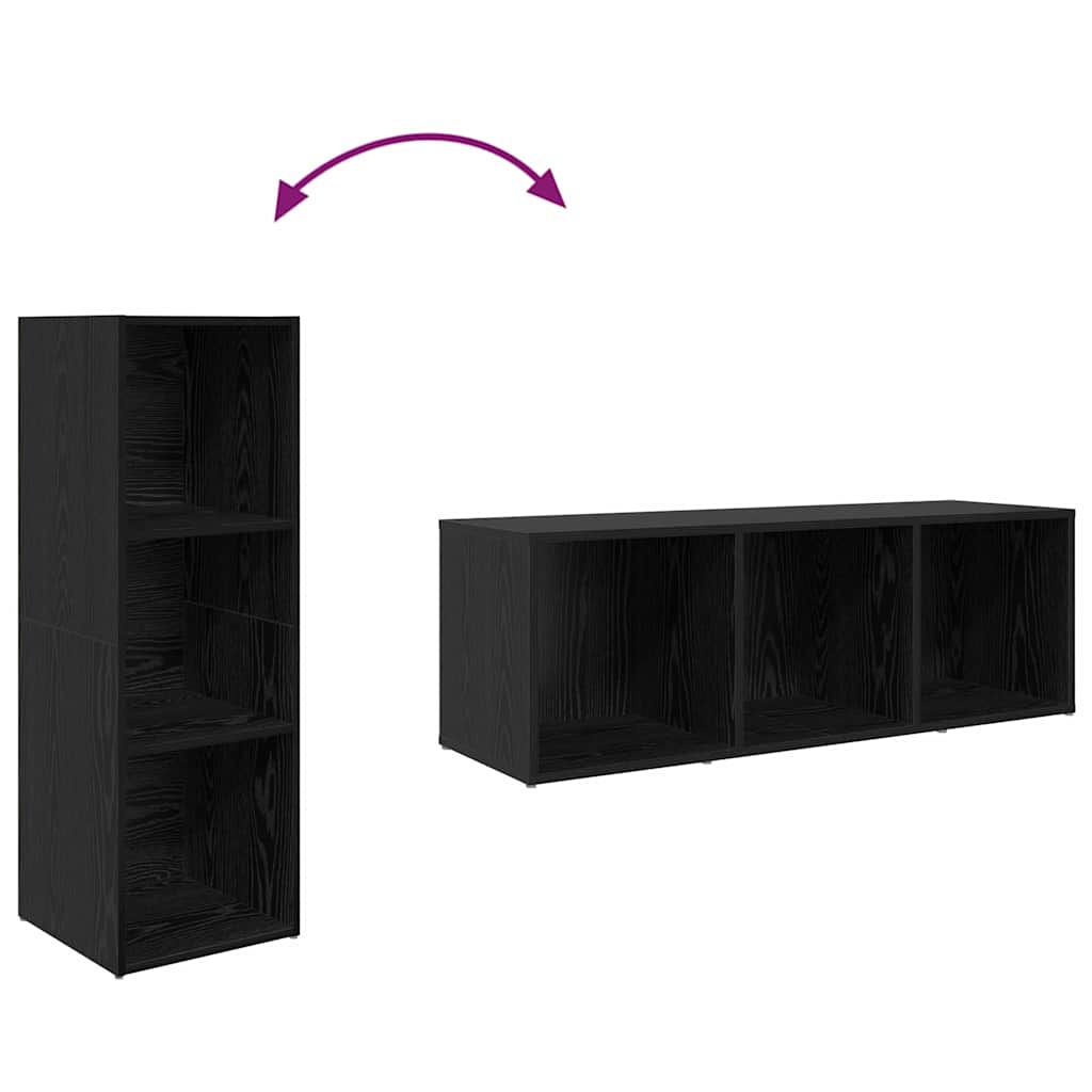 vidaXL Ντουλάπι TV 3 pcs Μαύρο 107 x 35 x 37 cm Επεξεργασμένο ξύλο