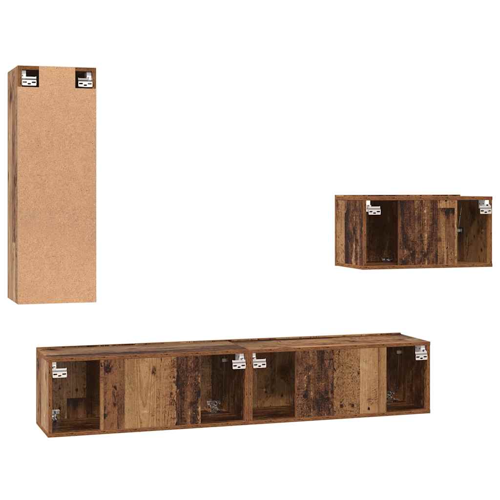 vidaXL Σετ επίπλου τηλεόρασης 4 pcs Παλαιό ξύλο 30.5 x 30 x 90 cm