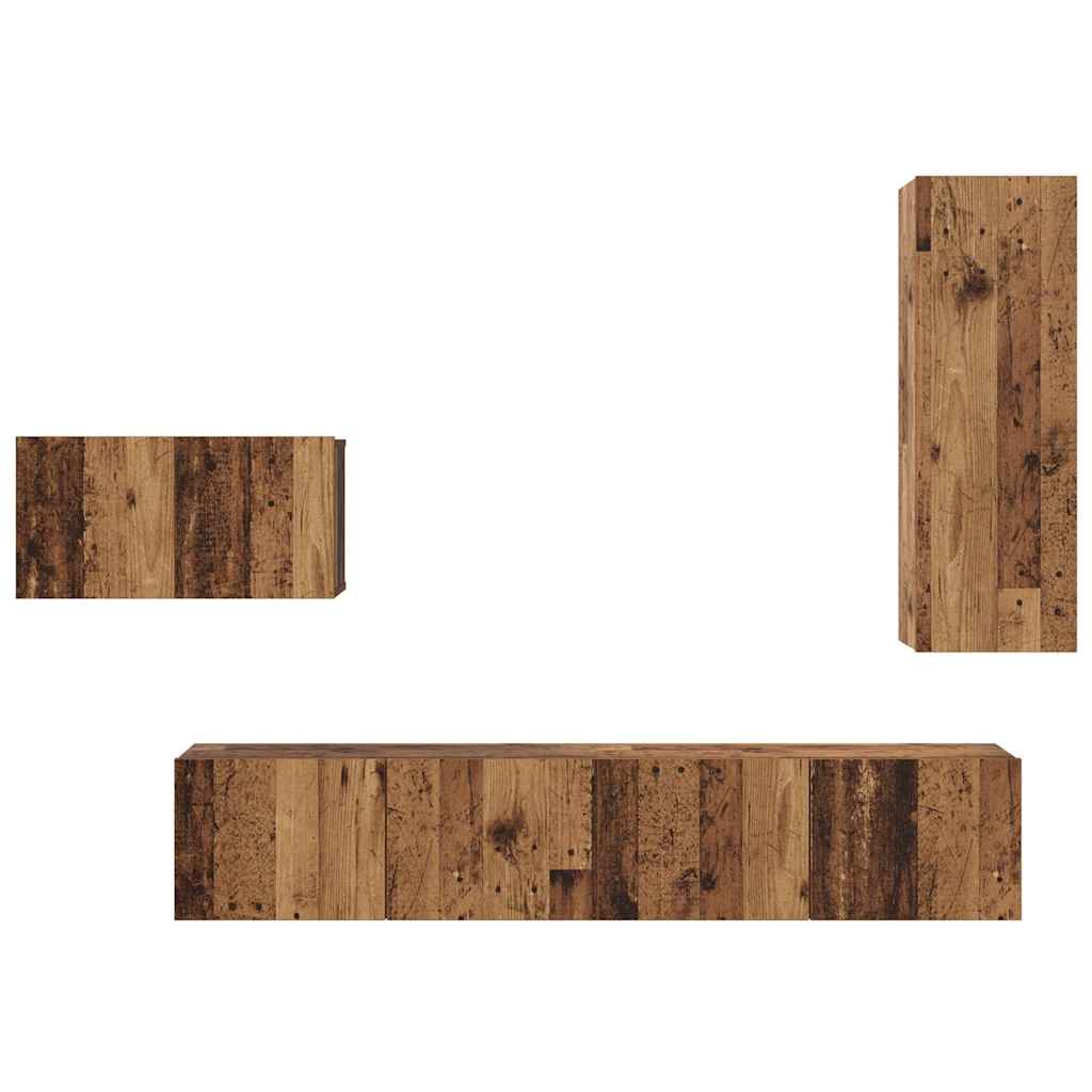 vidaXL Σετ επίπλου τηλεόρασης 4 pcs Παλαιό ξύλο 30.5 x 30 x 90 cm