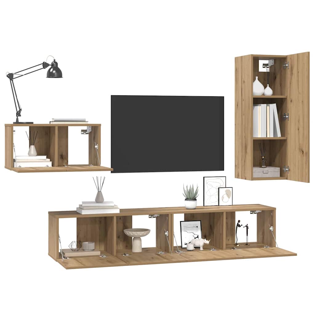 vidaXL Σετ επίπλου τηλεόρασης 4 pcs artisan δρυς 30.5 x 30 x 90 cm