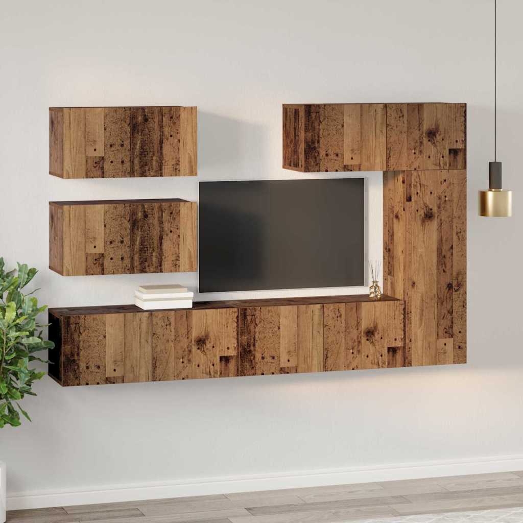 vidaXL Σετ επίπλου τηλεόρασης 6 pcs Παλαιό ξύλο 30.5 x 30 x 90 cm