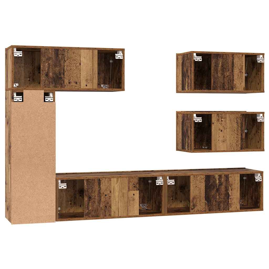 vidaXL Σετ επίπλου τηλεόρασης 6 pcs Παλαιό ξύλο 30.5 x 30 x 90 cm