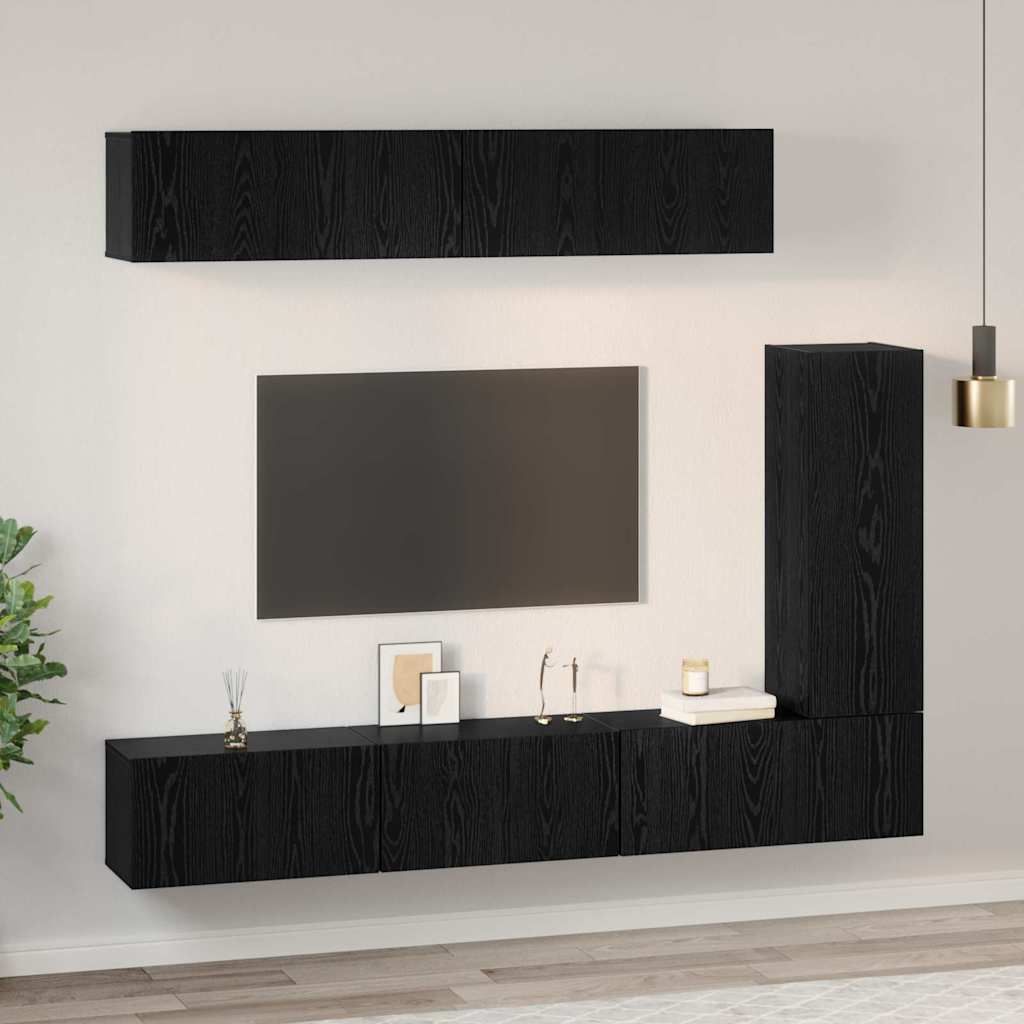 vidaXL Σετ επίπλου τηλεόρασης 6 pcs Μαύρη δρυς 30.5 x 30 x 90 cm