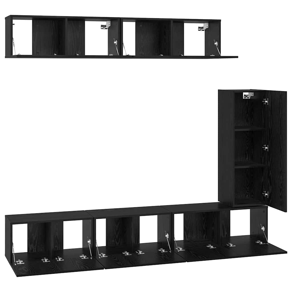 vidaXL Σετ επίπλου τηλεόρασης 6 pcs Μαύρη δρυς 30.5 x 30 x 90 cm