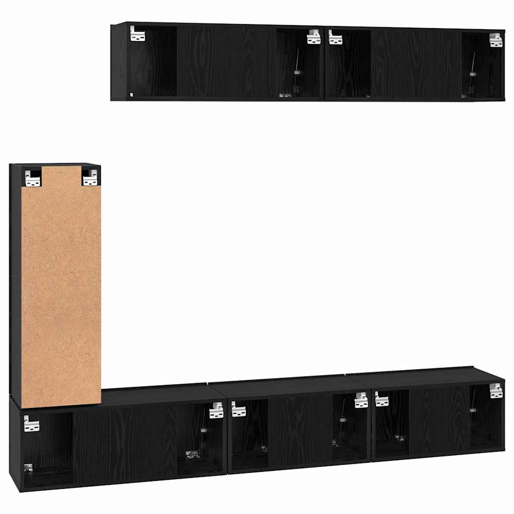 vidaXL Σετ επίπλου τηλεόρασης 6 pcs Μαύρη Οξυά Επεξεργασμένο ξύλο
