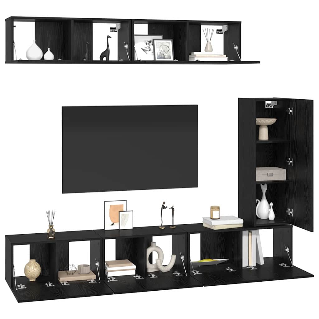 vidaXL Σετ επίπλου τηλεόρασης 6 pcs Μαύρη δρυς 30.5 x 30 x 90 cm