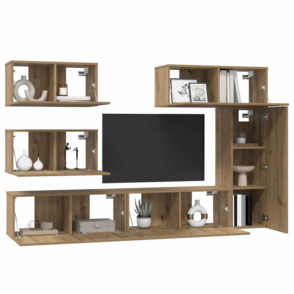 vidaXL Σετ επίπλου τηλεόρασης 6 pcs artisan δρυς 30.5 x 30 x 90 cm