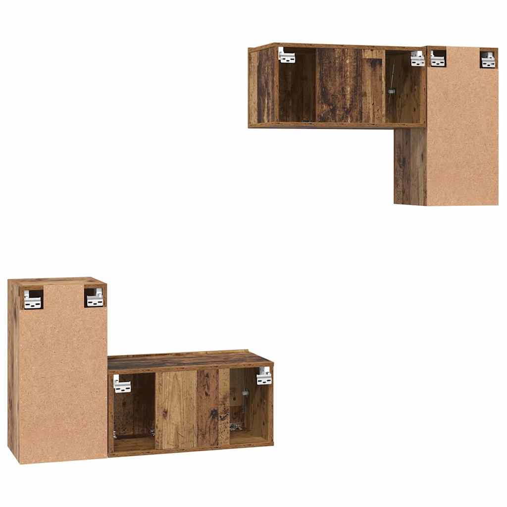 vidaXL Σετ επίπλου τηλεόρασης 4 pcs Παλαιό ξύλο 60 x 30 x 30 cm