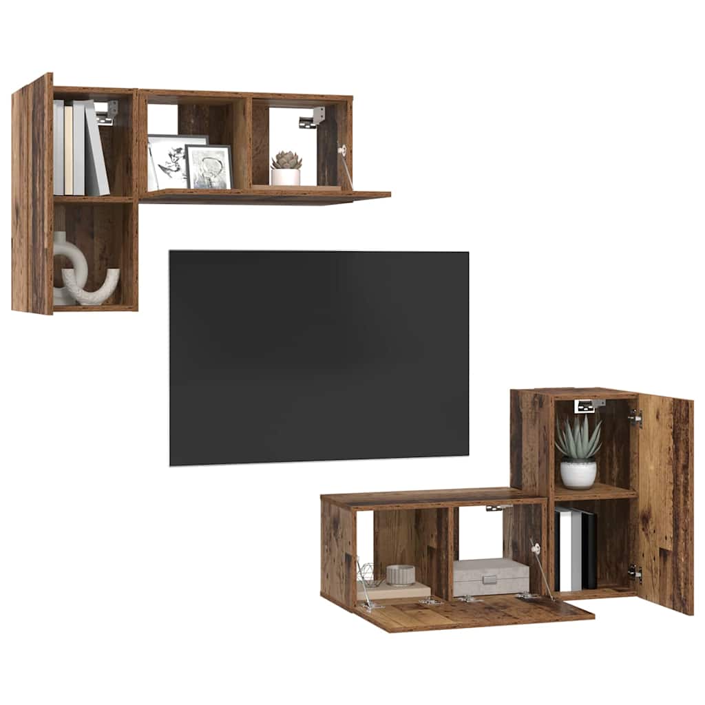 vidaXL Σετ επίπλου τηλεόρασης 4 pcs Παλαιό ξύλο 60 x 30 x 30 cm