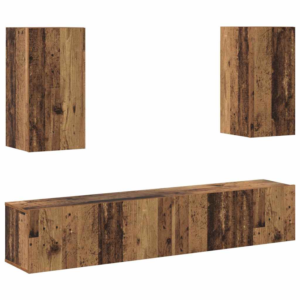 vidaXL Σετ επίπλου τηλεόρασης 4 pcs Παλαιό ξύλο 160 x 30 x 30 εκ.