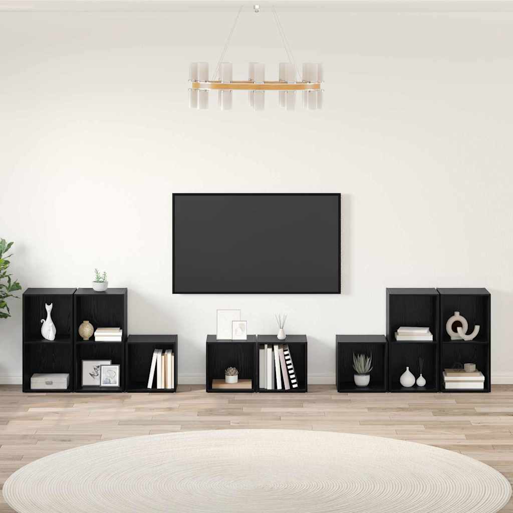 vidaXL ΣΕΤ ΒΑΘΜΟΛΟΓΗΣΗΣ ΤΗΛΕΟΡΑΣΗΣ 8 pcs Μαύρη Οξυά 37 x 35 x 72 εκ.