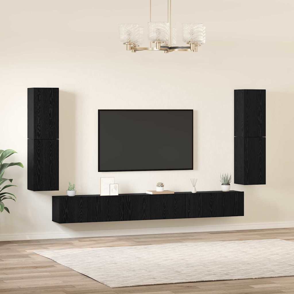vidaXL Σετ επίπλου τηλεόρασης 5 pcs Μαύρη δρυς Επεξεργασμένο ξύλο