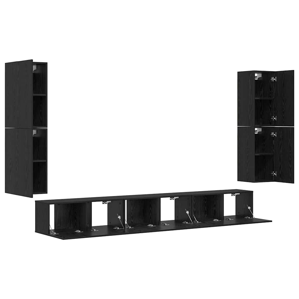 vidaXL Σετ επίπλου τηλεόρασης 5 pcs Μαύρη δρυς Επεξεργασμένο ξύλο