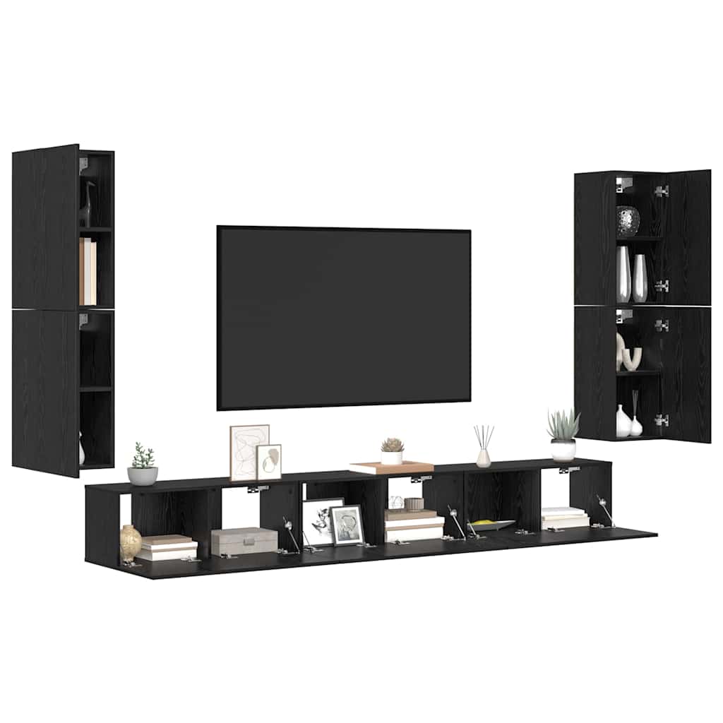 vidaXL Σετ επίπλου τηλεόρασης 5 pcs Μαύρη δρυς Επεξεργασμένο ξύλο