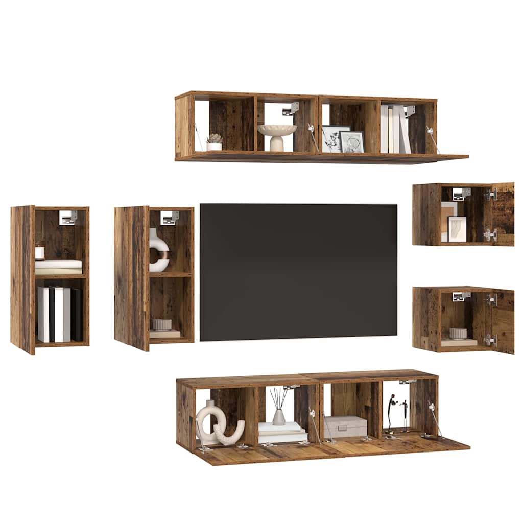 vidaXL Σετ επίπλου τηλεόρασης 8 pcs Παλαιό ξύλο 30.5 x 30 x 60 εκ.