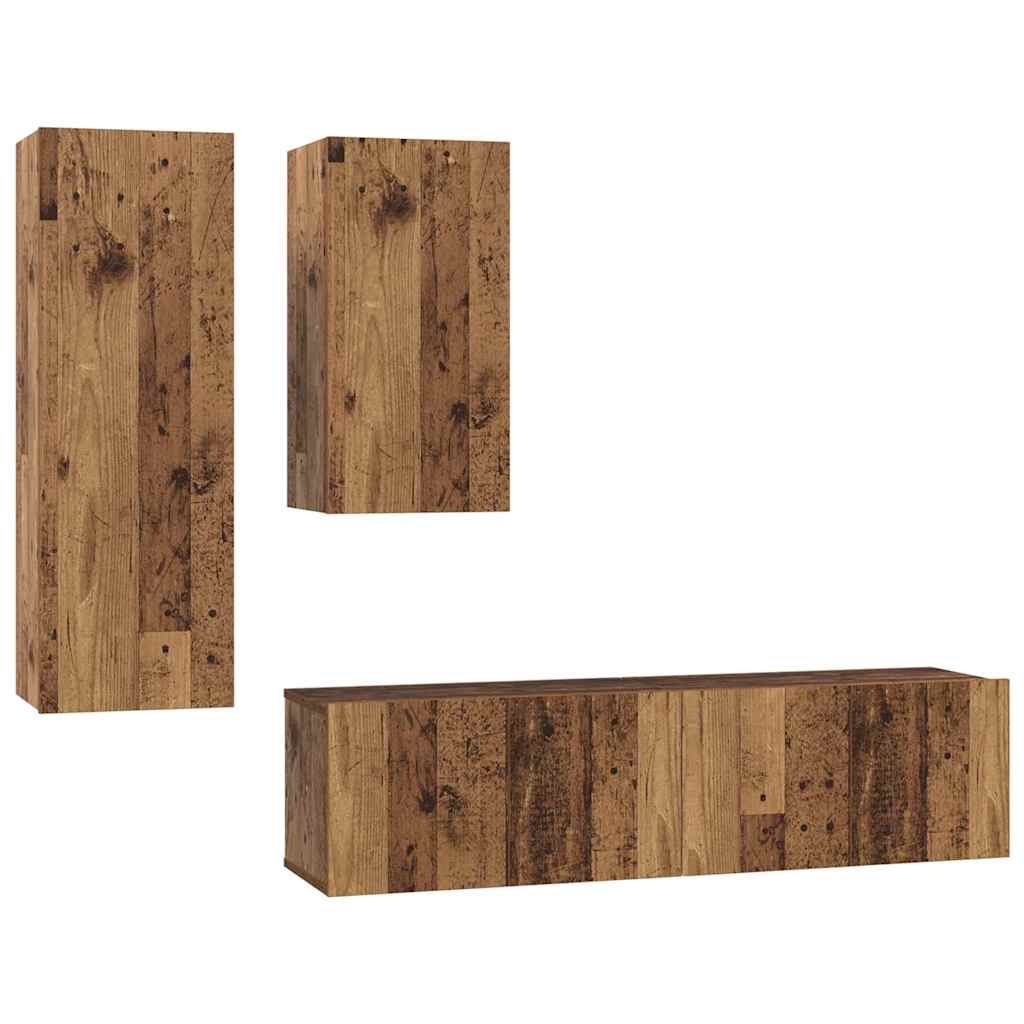 vidaXL Σετ επίπλου τηλεόρασης 4 pcs Παλαιό ξύλο 30.5 x 30 x 90 cm