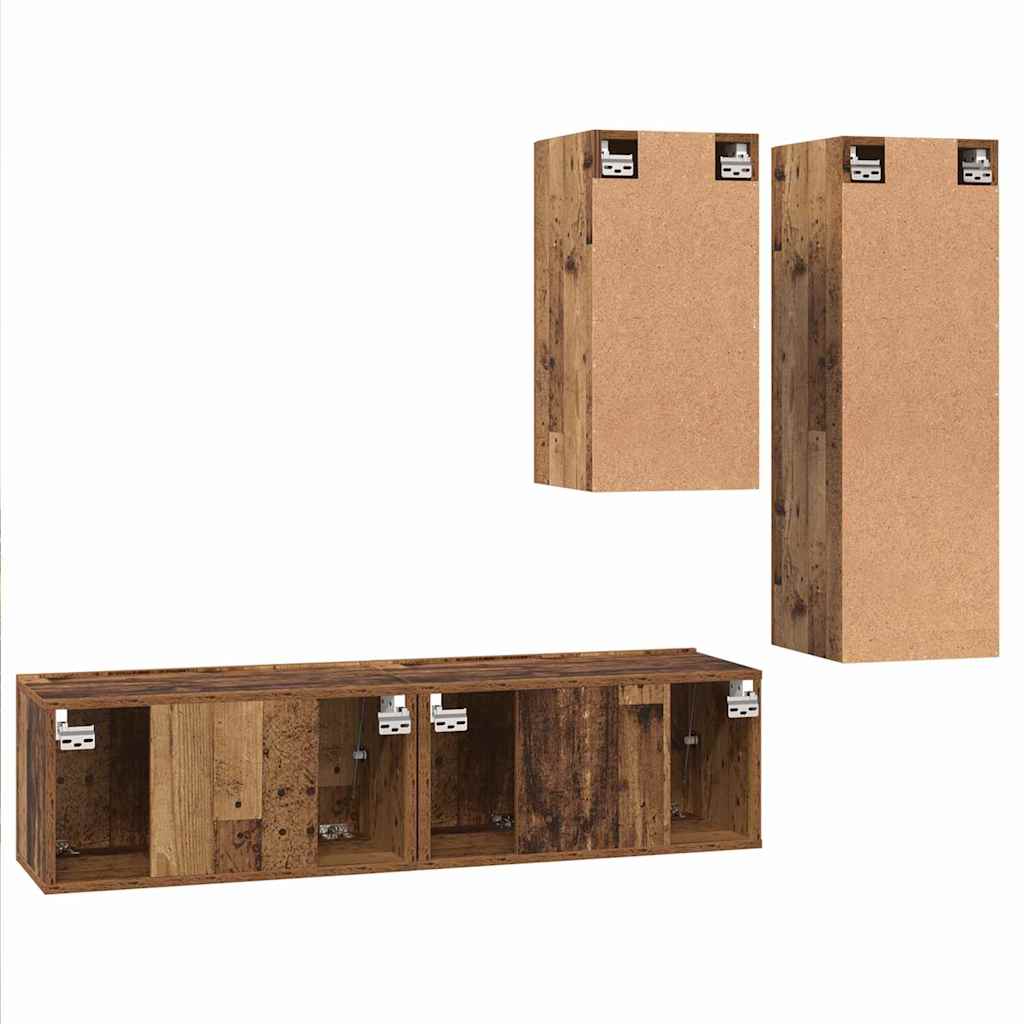 vidaXL Σετ επίπλου τηλεόρασης 4 pcs Παλαιό ξύλο 30.5 x 30 x 90 cm