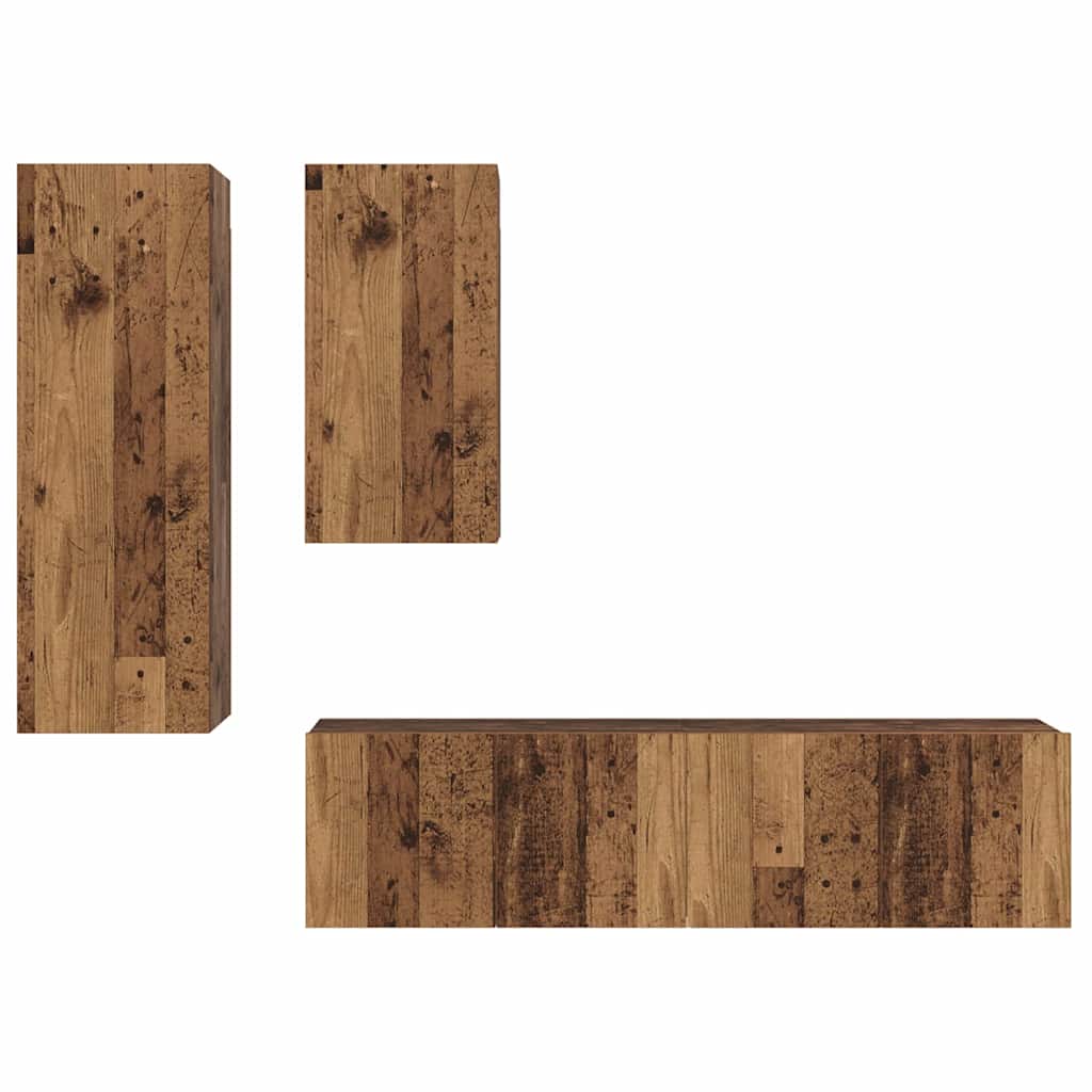 vidaXL Σετ επίπλου τηλεόρασης 4 pcs Παλαιό ξύλο 30.5 x 30 x 90 cm