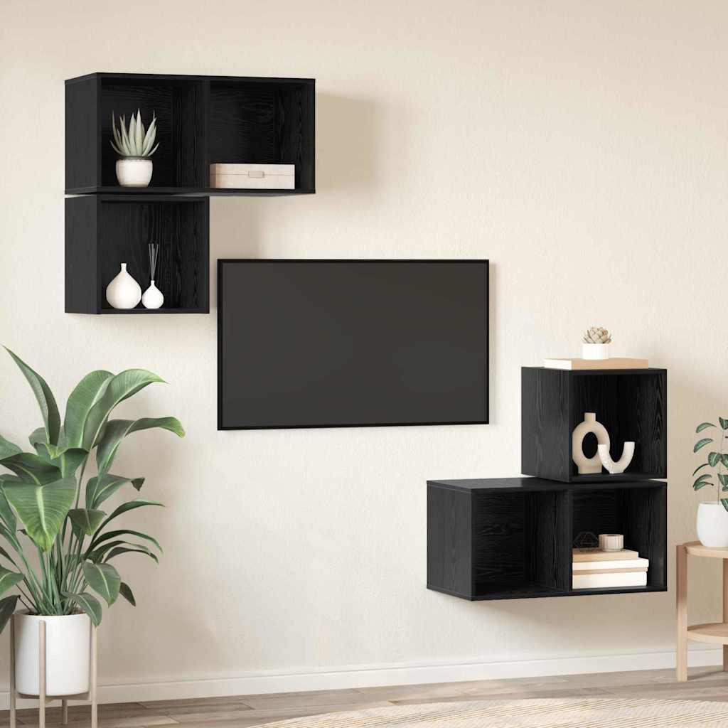vidaXL Σετ επίπλου τηλεόρασης 4 pcs Μαύρη δρυς 37 x 37 x 72 εκ