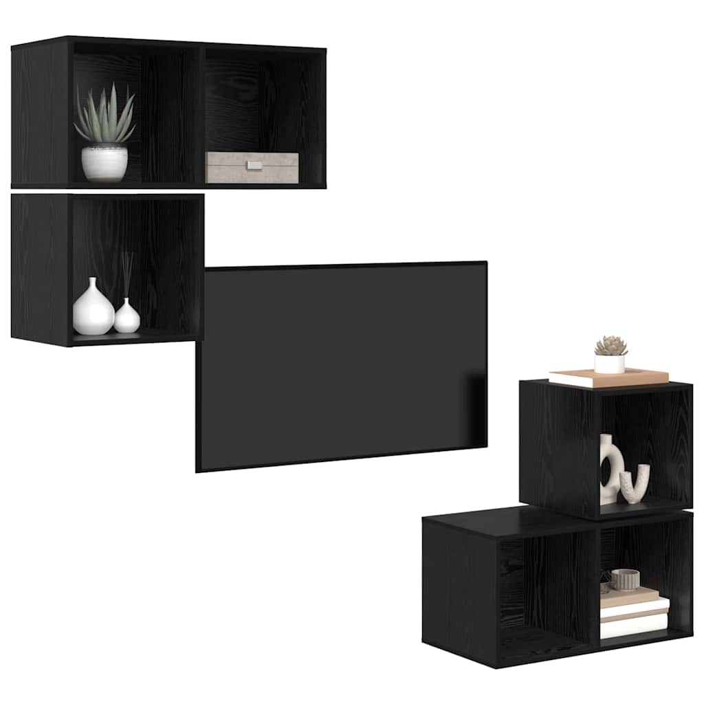 vidaXL Σετ επίπλου τηλεόρασης 4 pcs Μαύρη δρυς 37 x 37 x 72 εκ