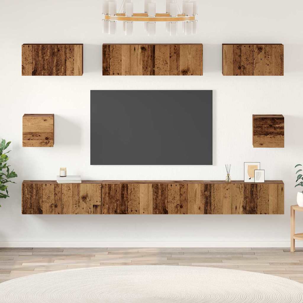 vidaXL ΣΕΤ ΒΑΘΜΟΛΟΓΗΣΗΣ ΤΗΛΕΟΡΑΣΗΣ Επιτοίχιο 8 pcs Παλαιό ξύλο