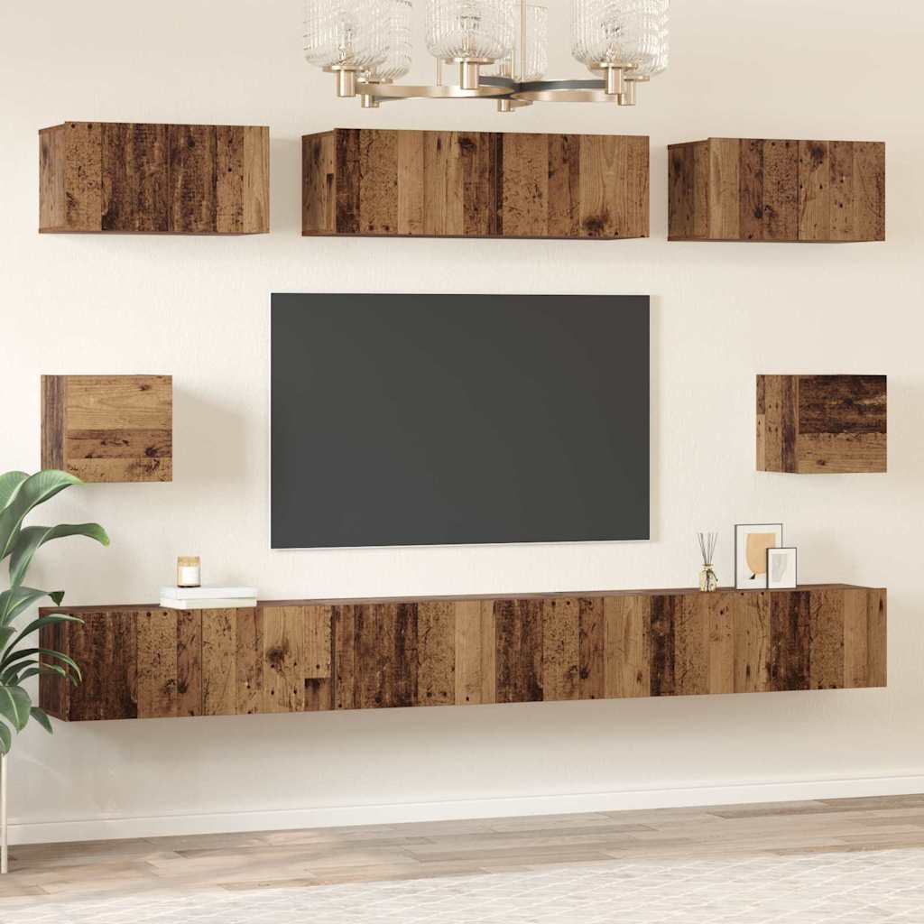 vidaXL ΣΕΤ ΒΑΘΜΟΛΟΓΗΣΗΣ ΤΗΛΕΟΡΑΣΗΣ Επιτοίχιο 8 pcs Παλαιό ξύλο
