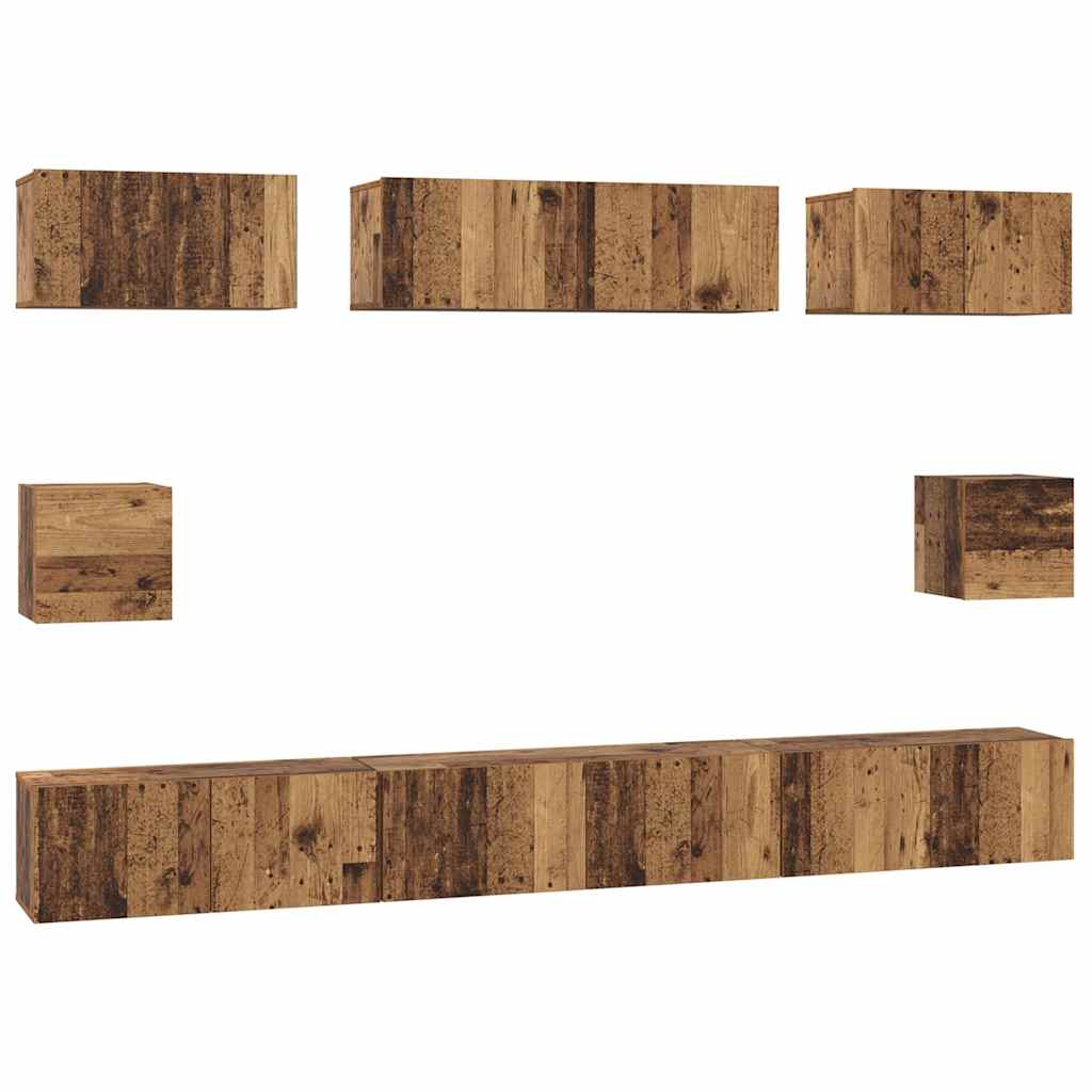 vidaXL ΣΕΤ ΒΑΘΜΟΛΟΓΗΣΗΣ ΤΗΛΕΟΡΑΣΗΣ Επιτοίχιο 8 pcs Παλαιό ξύλο