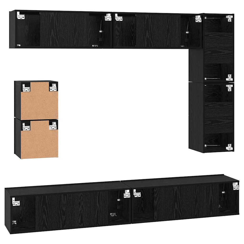 vidaXL Σετ επίπλου τηλεόρασης 8 pcs Μαύρη Οξυά Επεξεργασμένο ξύλο