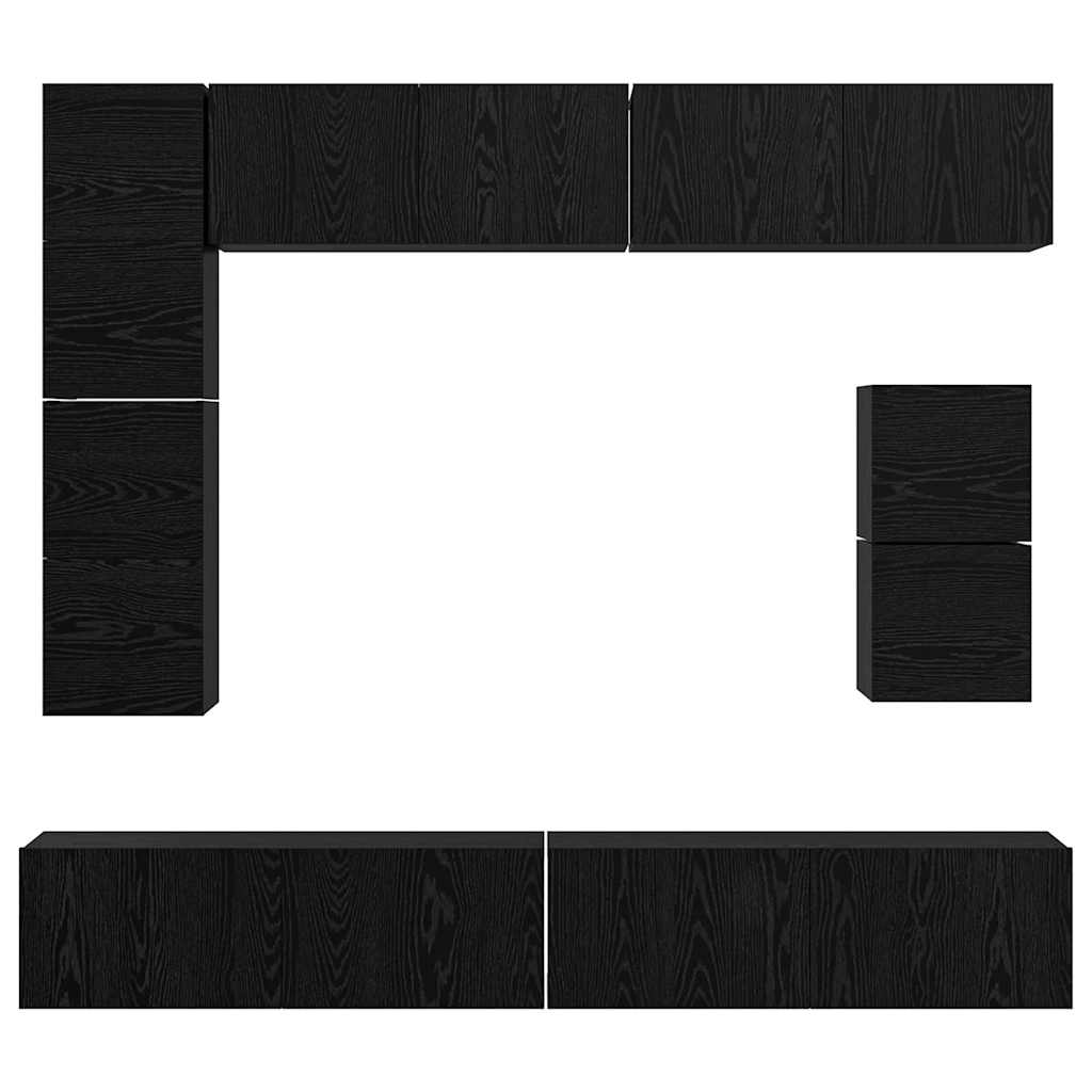vidaXL Σετ επίπλου τηλεόρασης 8 pcs Μαύρη Οξυά Επεξεργασμένο ξύλο