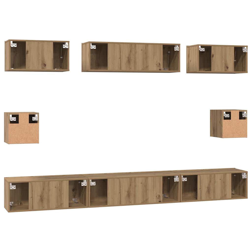 vidaXL Σετ επίπλου τηλεόρασης 8 pcs Artisan Oak Επεξεργασμένο ξύλο