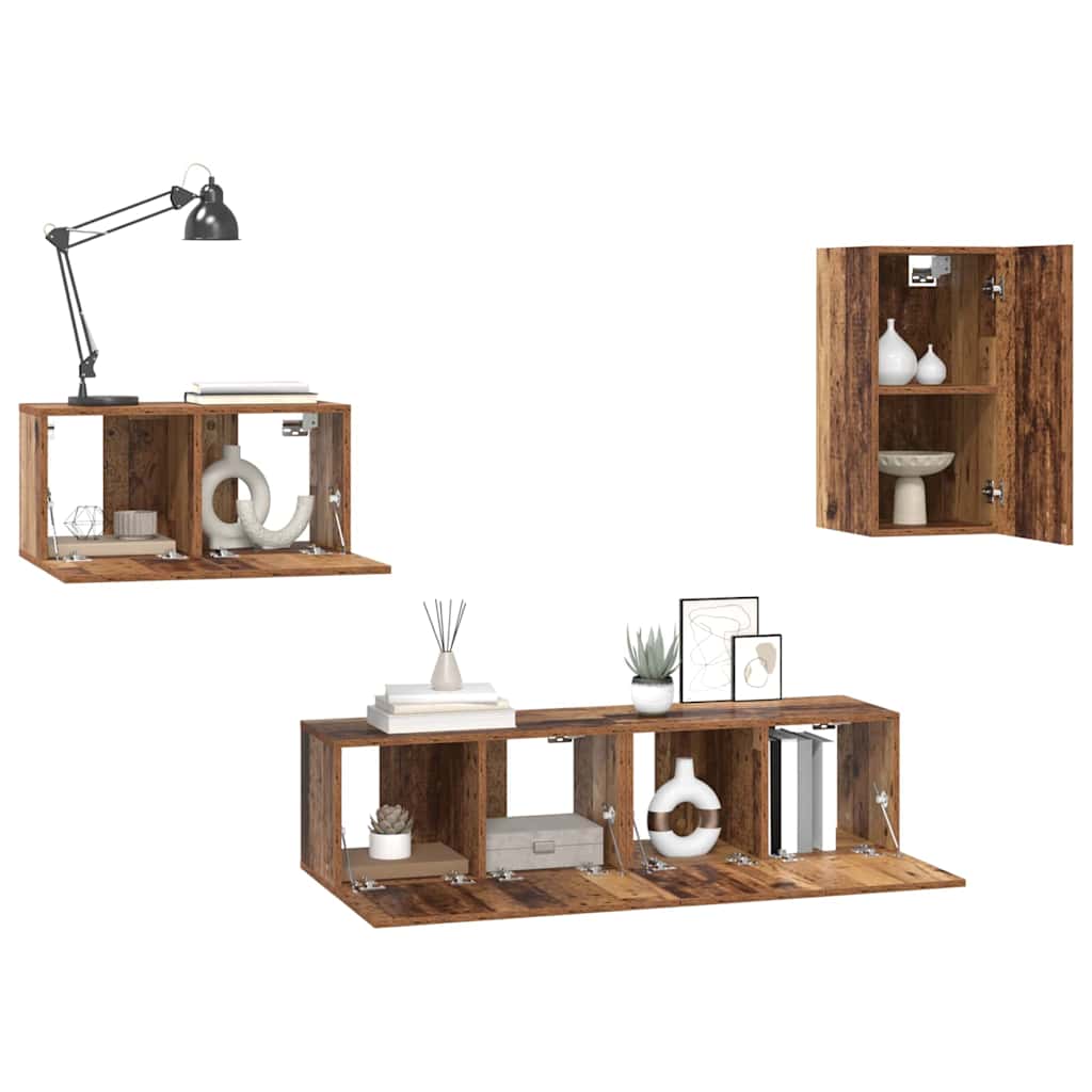 vidaXL Σετ επίπλου τηλεόρασης 4 pcs Παλαιό ξύλο 30.5 x 30 x 60 εκ.