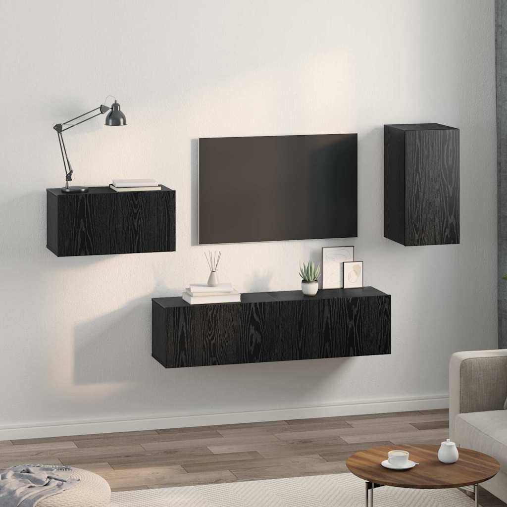 vidaXL Σετ επίπλου τηλεόρασης 4 pcs Μαύρη δρυς 30.5 x 30 x 60 εκ.