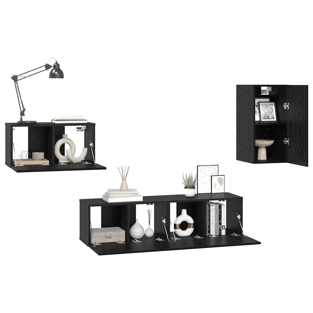 vidaXL Σετ επίπλου τηλεόρασης 4 pcs Μαύρη δρυς 30.5 x 30 x 60 εκ.