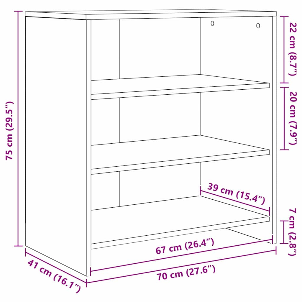 vidaXL Παραδοσιακά Πλευρικά Έπιπλα 2 pcs Παλαιό ξύλο 70 x 41 x 75 εκ.