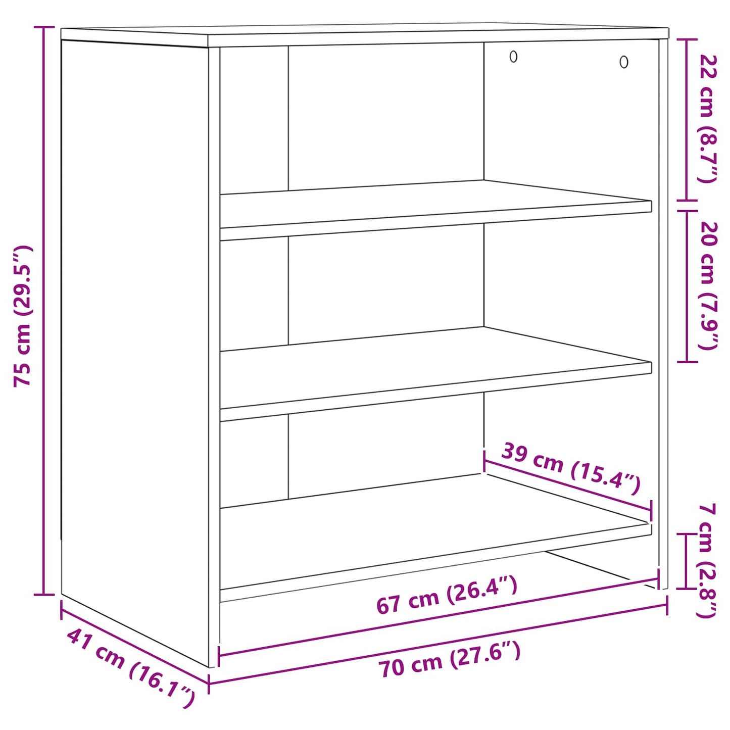 vidaXL Πλαϊνό γραφείο 2 pcs Artisan Oak 70 x 41 x 75 εκ.