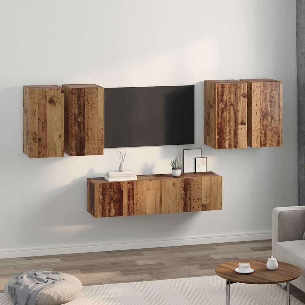 vidaXL Σετ επίπλου τηλεόρασης 6 pcs Παλαιό ξύλο 60 x 30 x 30 cm