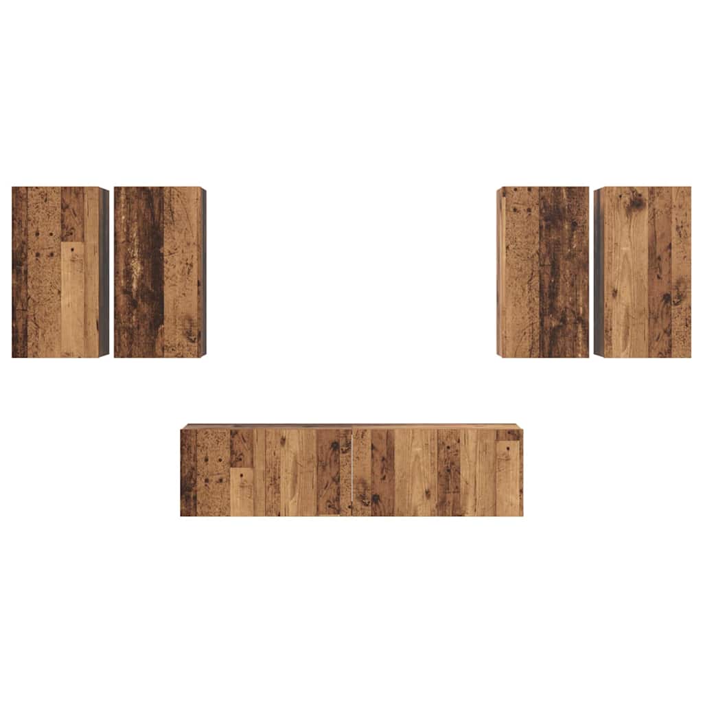 vidaXL Σετ επίπλου τηλεόρασης 6 pcs Παλαιό ξύλο 60 x 30 x 30 cm