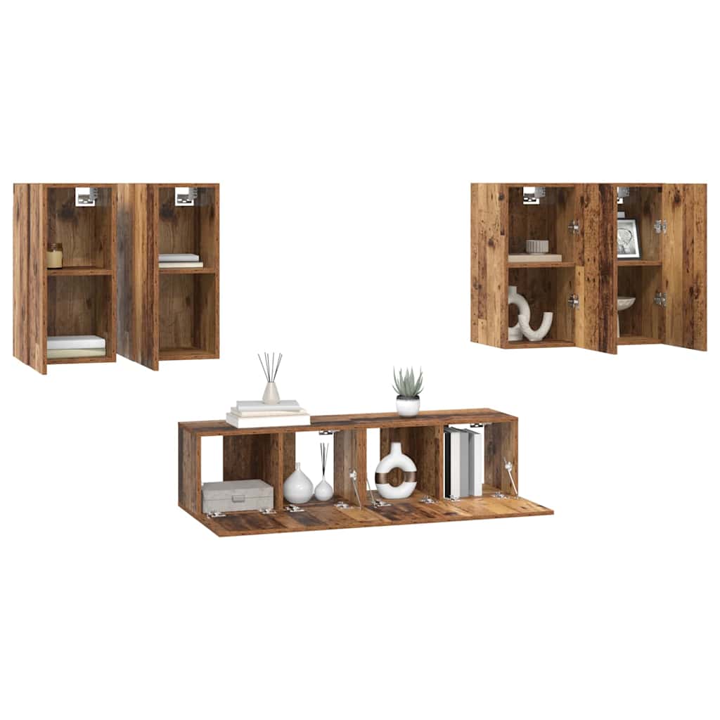 vidaXL Σετ επίπλου τηλεόρασης 6 pcs Παλαιό ξύλο 60 x 30 x 30 cm